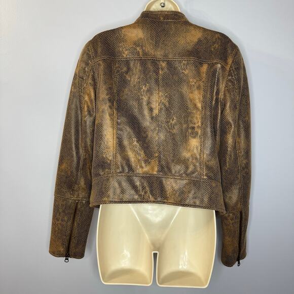Free People We the Free Fenix Snake Skin Vegan Leather Moto Jacket Distress M - Picture 6 of 13
